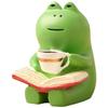 Cute Healing Small Decoration Cartoon Frog Rocking Chair Rocking Chair Design with Book Coffee Home Office Decor Car Ornament