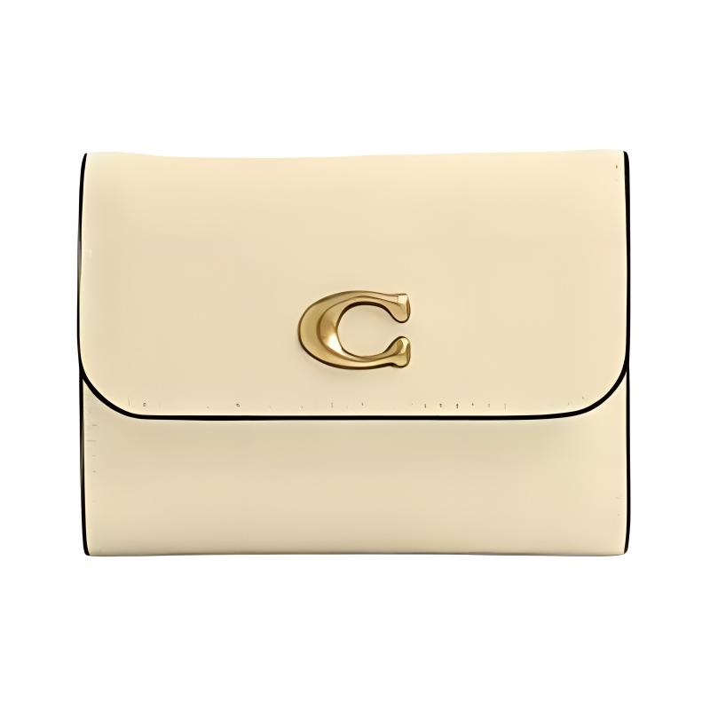 Coach Essential 10 Классический держатель для карт из натуральной кожи с логотипом бренда Женский Цвет латуни цвет латуни