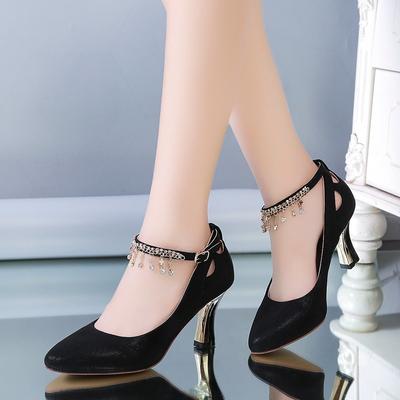 2024 Новые женские туфли-лодочки Женские туфли на платформе с круглым носком и высоким каблуком Модные свадебные туфли с бусинами Удобные черные офисные туфли