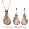 (Necklace + earrings)Women's Elegant Drops Rhinestone Pendant Hook Earrings Jewelry 1set/3pcs