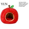 Soft Cotton Cat Sleeping Bag Apple-Shaped Cave Bed, Plush Pet Hideaway with Removable Cushion, Warm Indoor Hideout for Winter Cozy Enclosed Bed Small