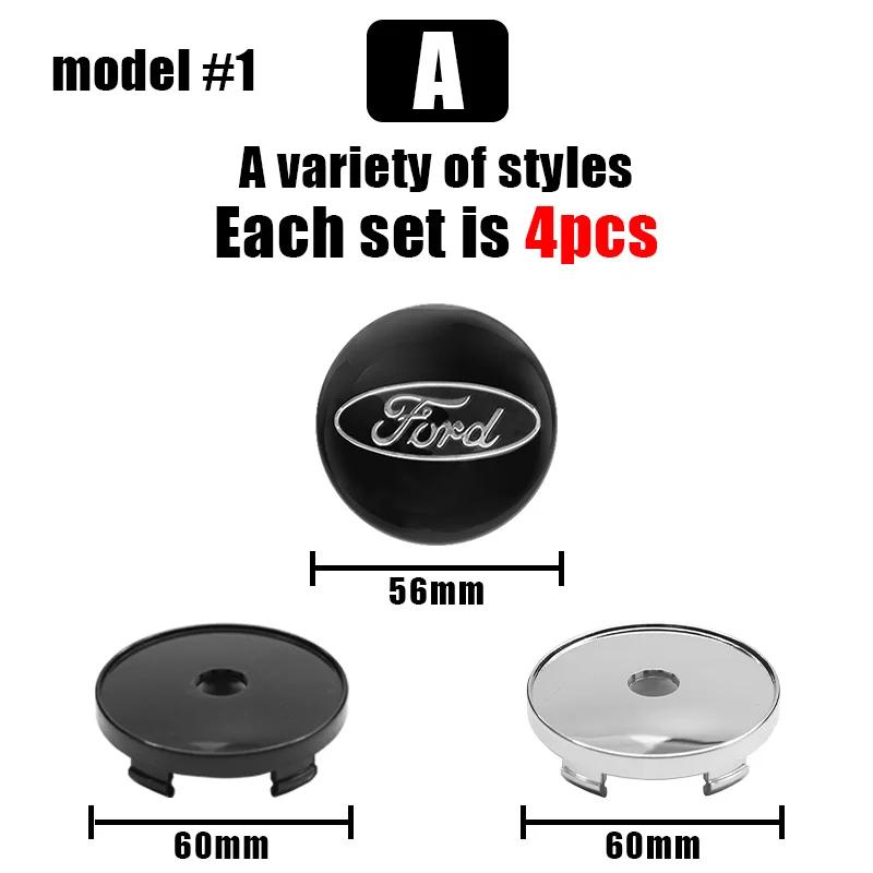 Car Sticker 4Pcs 56+60mm Car Styling Mustang Emblem Badge Wheel Center Hub Cap For Ford Focus Fiesta Mondeo Fusion Explorer Esca
