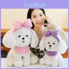 Bowknot Dog Teddy Plush Toy Stuffed Animal Doll Bedroom Decoration Kids Gift