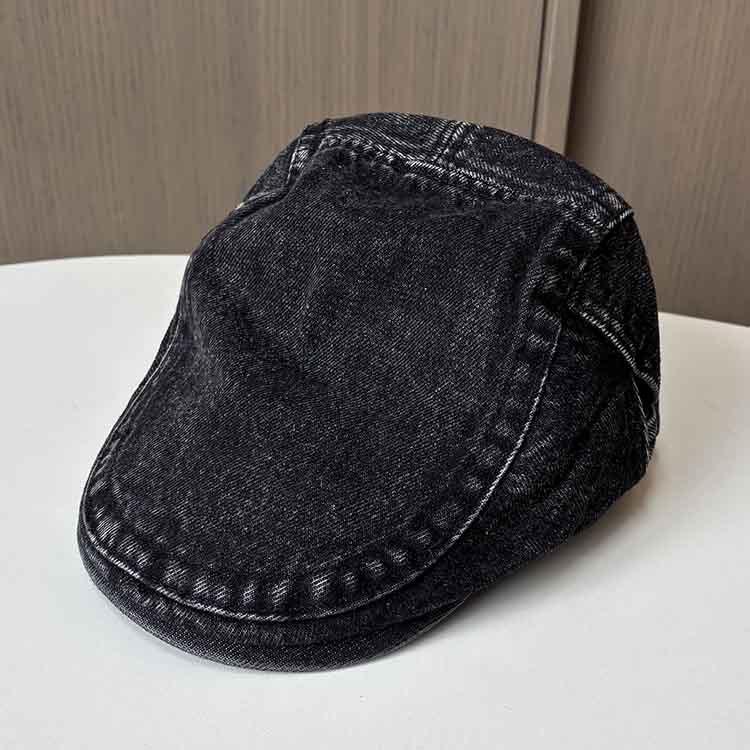 Spring and summer retro washed denim forward hat men's and women's simple and old peaked hat casual versatile newsboy hat