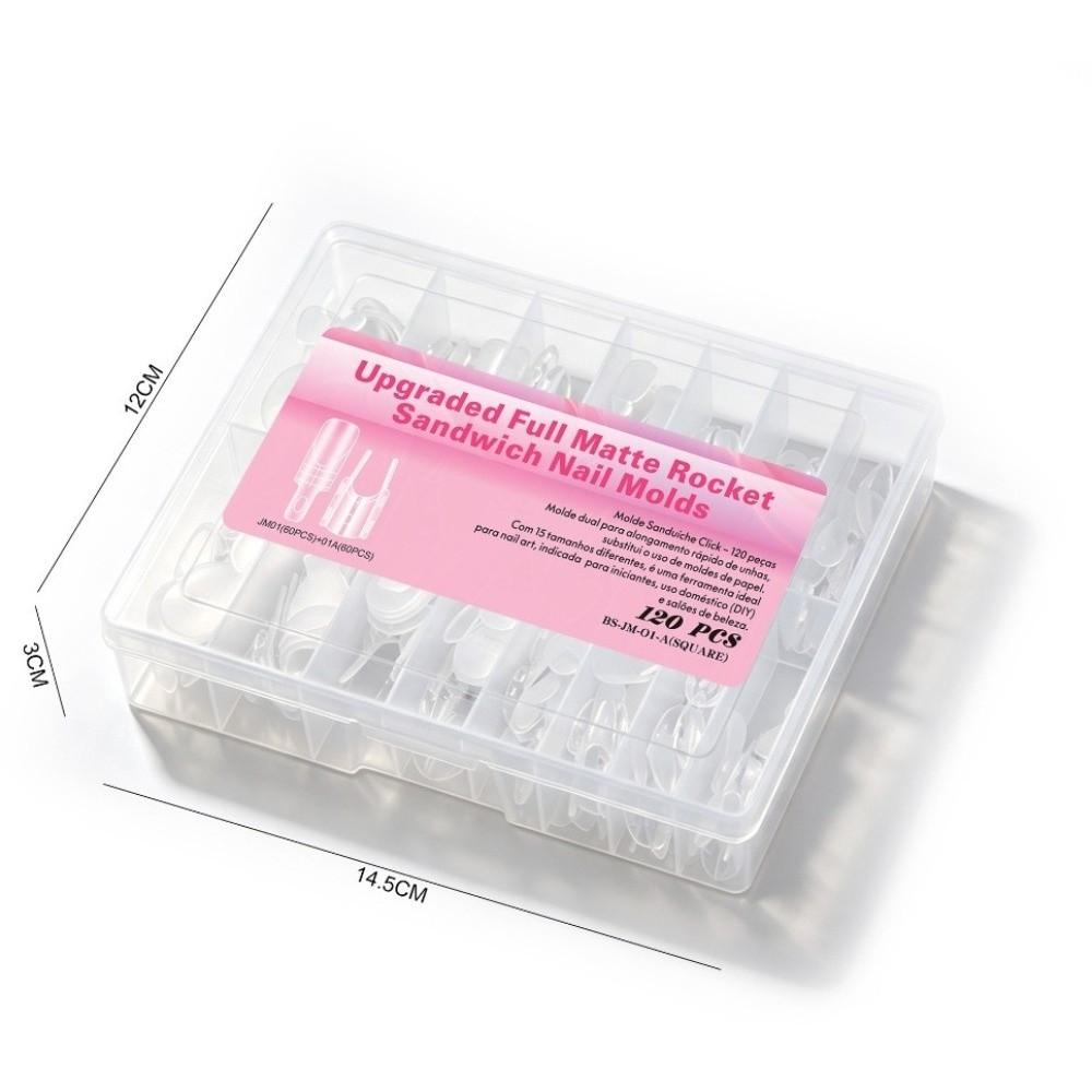 120Pcs/box Clear Dual Nail Forms Full Cover Rocket Shape Nail Forms For Easy Nail Extensions