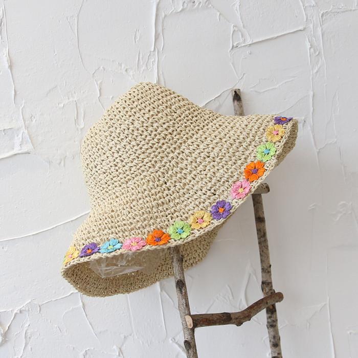 Корейская соломенная шляпа Ins Color Flower, летняя шляпа от солнца для женщин, сомбреро де плайя, панама для женщин