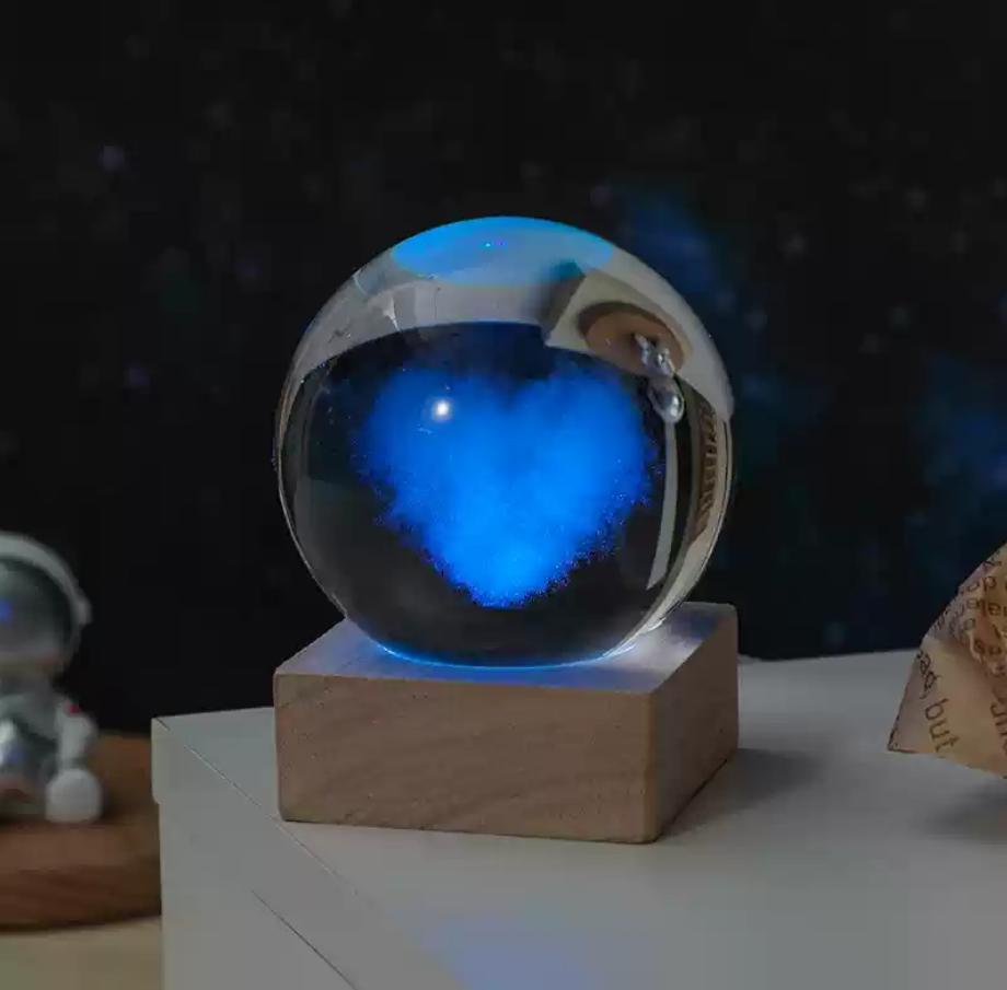 Декоративная лампа на День святого Валентина, 3D хрустальный шар, светящийся светодиодный ночник, декор для спальни, ночник с галактикой и луной, подарок для пары детей