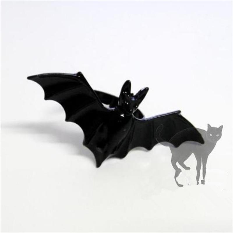Регулируемое кольцо с изображением животного в готическом стиле, черная летучая мышь
