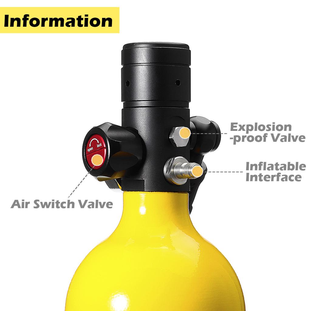 Dideep 1л бак для подводного плавания, оборудование, мини-кислородный баллон, возможность 15-20 минут, дайвинг, кислородное дыхание, подводное устройство, водяной насос