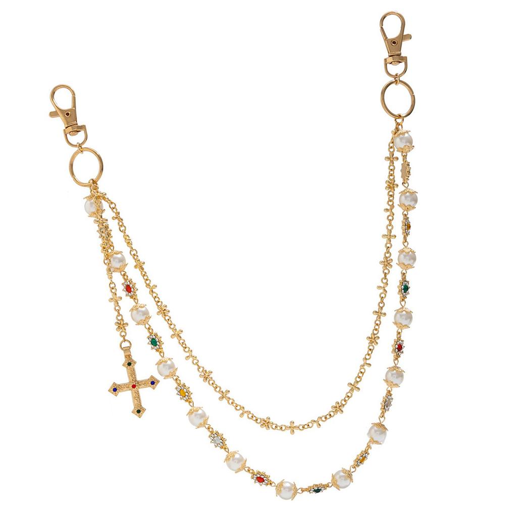 Современная цепочка для брюк, цепочка-ремень с искусственным жемчугом и подвеской, подходит для добавления нотки элегантности на вашу вечеринку