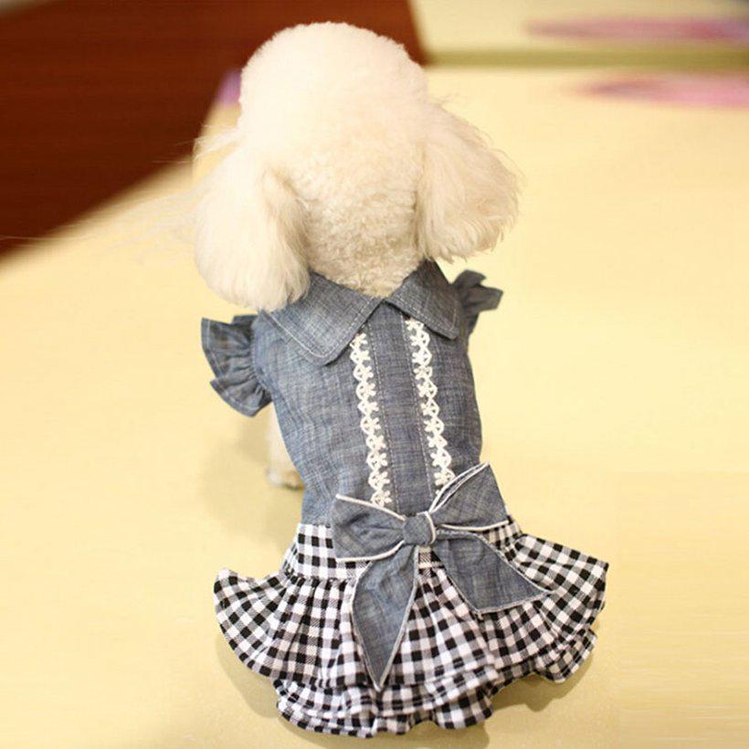 Cute With Bowknot Dog Denim Dress For Small Dogs Pet Apparel Summer Teddy Party Costume