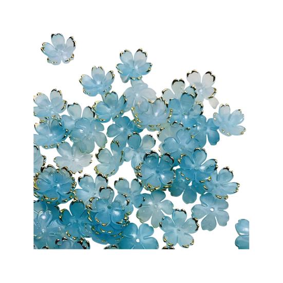 50 шт. Акриловые бусины в виде цветков сакуры, позолоченные бусины-разделители в виде цветов, DIY, ручная работа, для изготовления колье, браслетов, ювелирных изделий, цветочные шармы с 5 лепестками
