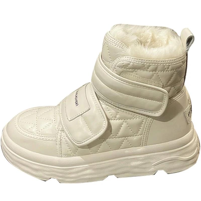 Меховые белые сапоги женские мягкие хлопковые туфли зимние теплые зимние сапоги из искусственной кожи обувь толстые плюшевые короткие ботильоны