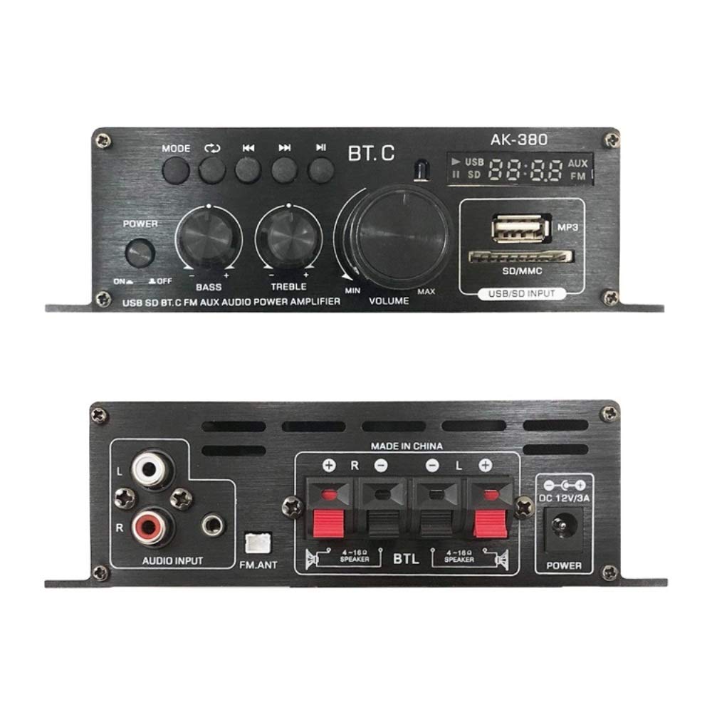 Compatible with Bluetooth Compact 2ch Audio Output 40W Card Playback Aluminum Control Multifunctional Power For Various Music Car Amplifier FMTLPAK380