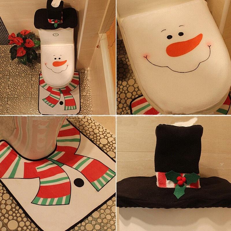 3 шт. Счастливый Санта чехол для сиденья унитаза коврик для ванной комнаты украшение рождественский креативный чехол для сиденья унитаза
