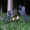 2 шт. Металлические солнечные фонари для кошек, уличные, черные кошки и бабочки, двор