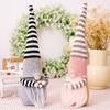 Adorable Plush Gnome Figurine Decor For Christmas Featuring Striped Long Hat Design In Coffee Gray And Pink