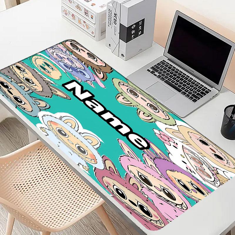 Custom Name Personalized Labubu Pattern Mousepad, Laptop PC Desk Mat, Decorative Desk Mat for Home Keyboard Pad Gift