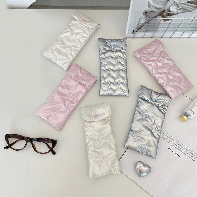 Портативный чехол для очков с бантиком и сердечком, чехол для очков для чтения, мягкий дорожный чехол от царапин для солнцезащитных очков для женщин и мужчин