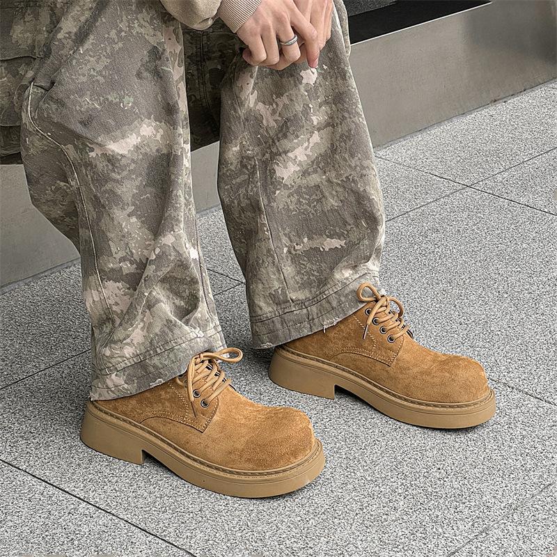 Ботинки Martin мужские 2024 года, новые туфли на шнуровке с большим носком, модные туфли на толстой подошве, универсальные туфли Дерби с низким верхом 25611-J