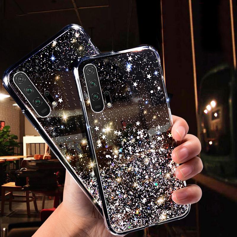 Transparent Girls Star Glitter Case For Samsung iPhone Huawei Honor Xiaomi Poco Redmi OPPO VIVO