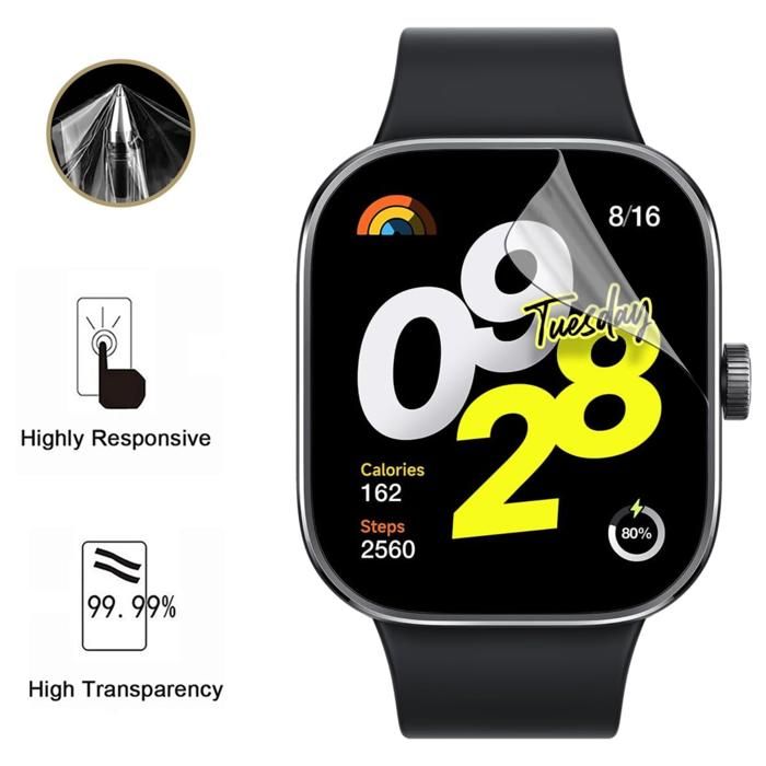Protection écran pour Xiaomi Redmi Watch 4 [Pack 6] Film Plastique Protecteur Résistant Ultra Mince Phonillico