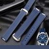 20-мм ремешок для часов Omega Seamaster 300 AT150 Aqua Terra Ultra Light 8900, стальная пряжка, синий ремешок, браслеты