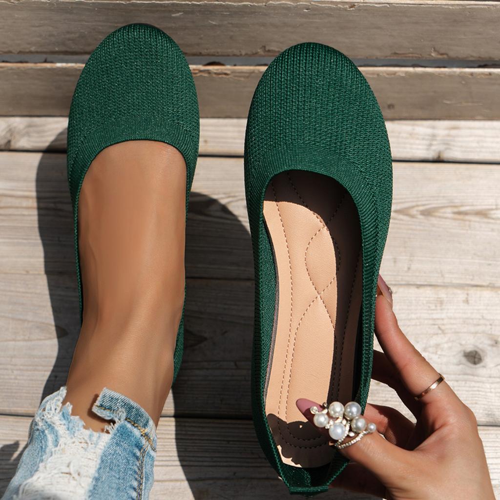 Fashion Women Flats 2024 New Solid Color Slip On Shoes for Women Casual Knitted Ballet Loafers Women Lightweight Breathable Flats Shoes