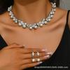Exaggerated Sparkling Diamond Pearl Necklace Earrings Baroque Alloy Ladies Jewelry Set Dinner Party with 2456