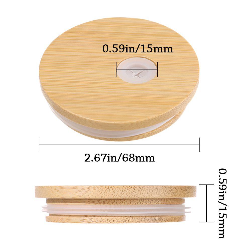 Storage Bottles Silicone Seal Ring Wide Mouth Cup Mason Jar Lid With Straw Hole Bamboo Wood Lids