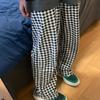 «Женские клетчатые пижамные брюки»: Новый весенне-осенний корейский стиль, свободный и повседневный, для улицы или дома.
