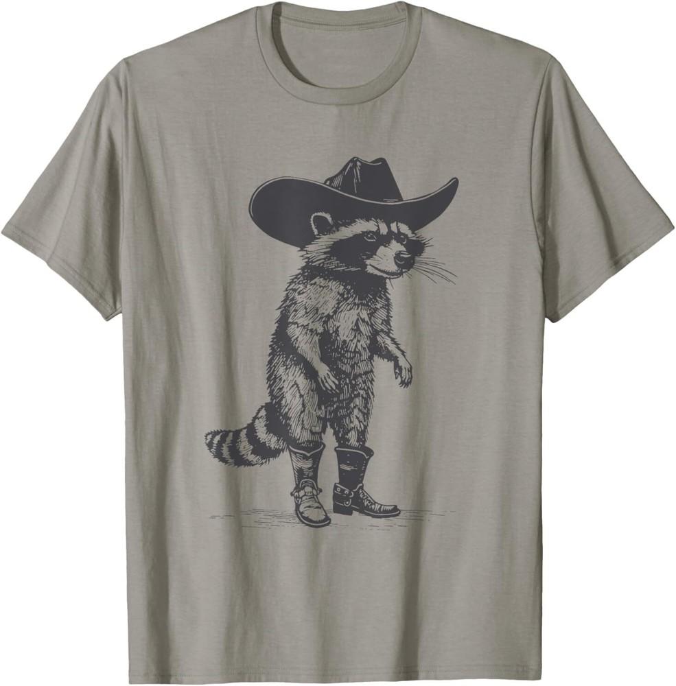 Vintage Raccoon Cowboy Cowgirl Trash Panda Western Country T-Shirt Unisex T-Shirt