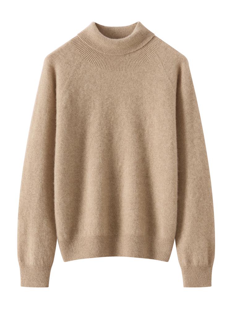 High Neck Cashmere Loose Knit Sweater for Women