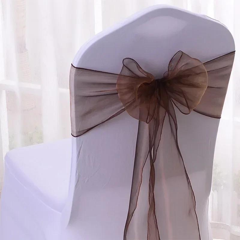 25Pcs Chairs Sashes for Wedding Chair Covers Chair Bow Sashes Chairs Ribbons for Party Ceremony Wedding Chair Decoration
