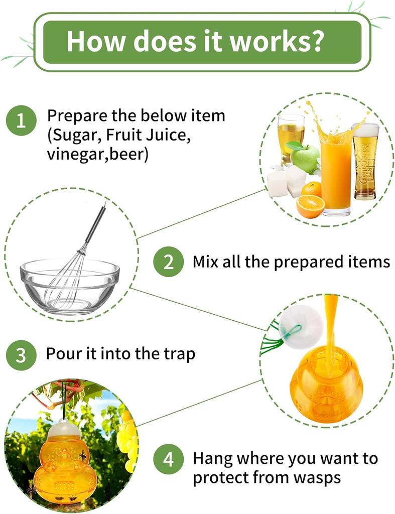 2 ловушки для ос, наружная подвесная, ловушки для пчел, эффективный уличный отпугиватель ос, убийца насекомых, нетоксичный многоразовый
