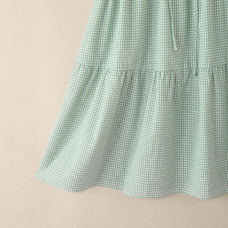 ZANZEA Women Casual Round Neck Summer Short Sleeve Plaid Print Dress