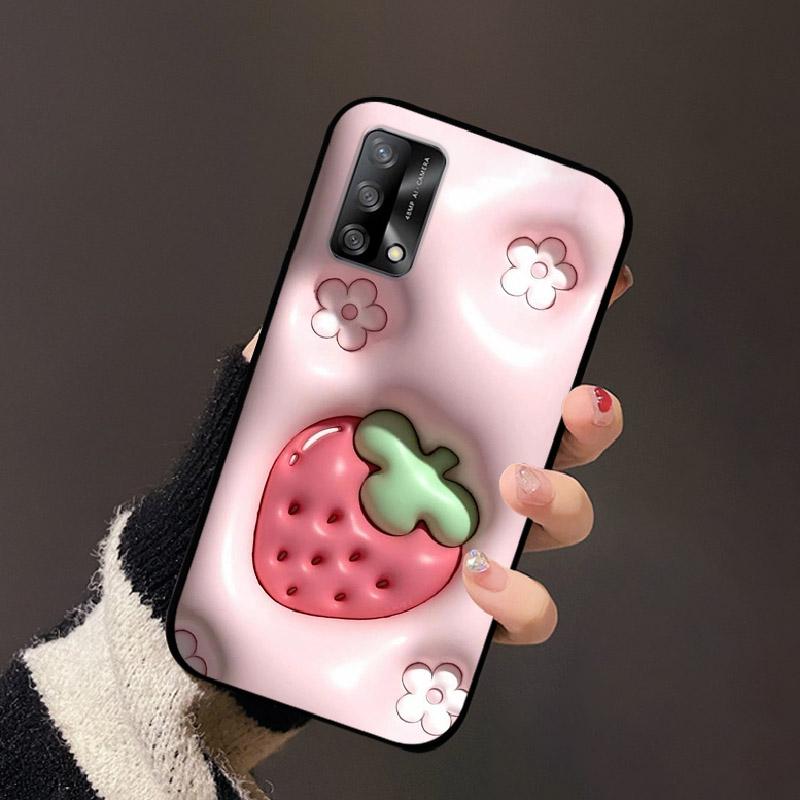 Для OPPO A74 4G Oppo F19 Чехол Роскошный Цветок Черный Мягкий Силиконовый Чехол для Телефона Для OPPO A74 4G Задняя Крышка F19 Coque Мультяшный Бампер