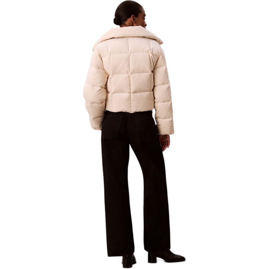 Calvin Klein Corduroy Vintage Loose High Collar Puffer Jacket Women Outerwear 44D527G