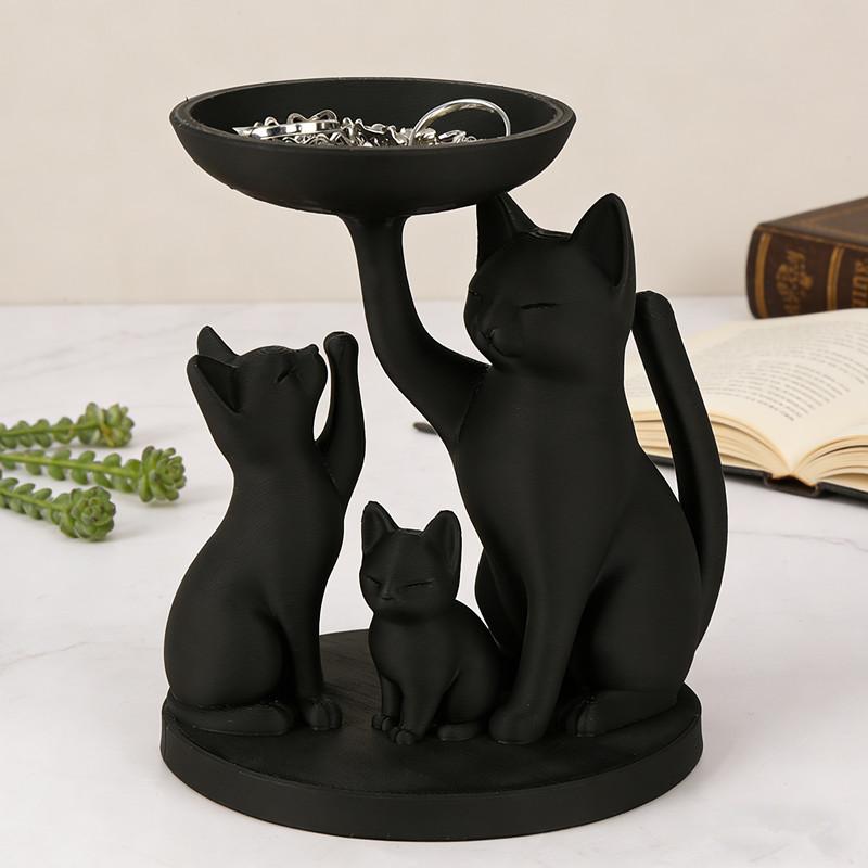 Черная кошка, поднос для украшений, настольный поднос для хранения украшений, декоративные предметы для украшения и хранения на рабочем столе дома, хранение косметики