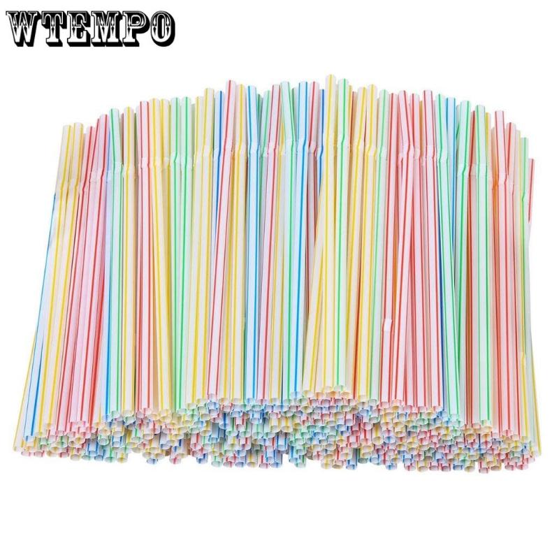 500 шт. одноразовые соломинки в индивидуальной упаковке, одинарная палочка, пластиковые пузырьки, молоко, чай, сок, грубый изгиб, вечерние, радужная соломинка