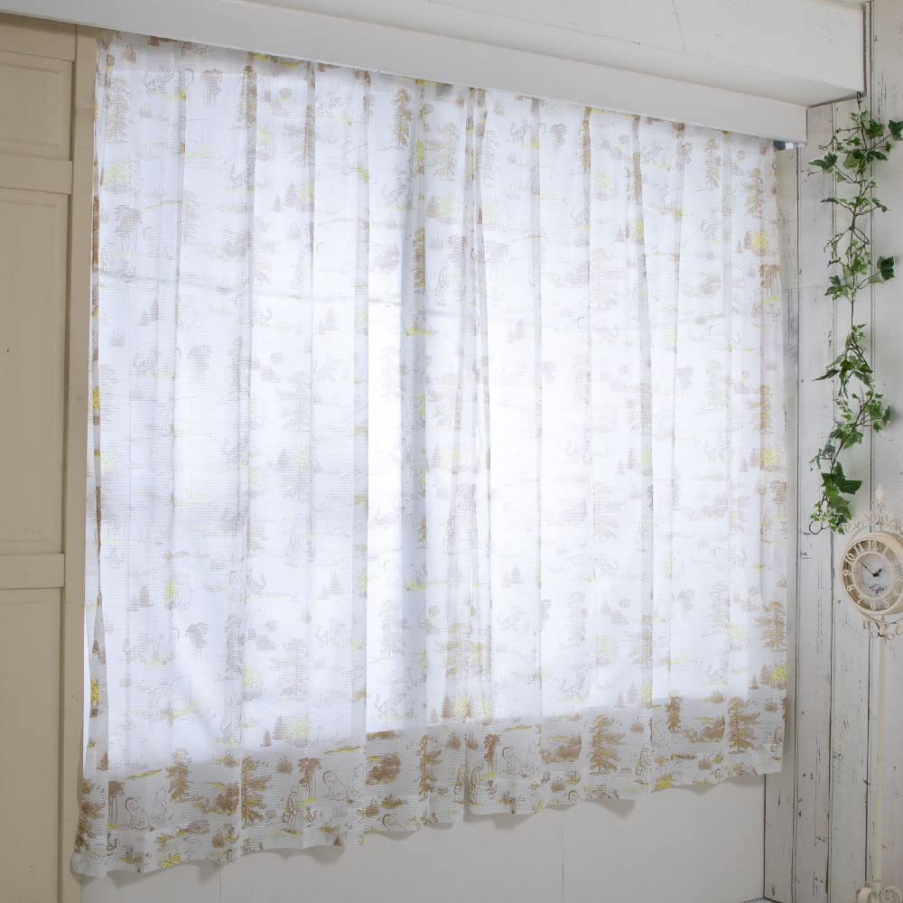 Disney Classic Pooh UV Protection Hard To See from the Outside Lace Curtain Width 100 X 133cm Length Set of 2 Pooh Tigger Piglet Pooh Eeyore Washable
