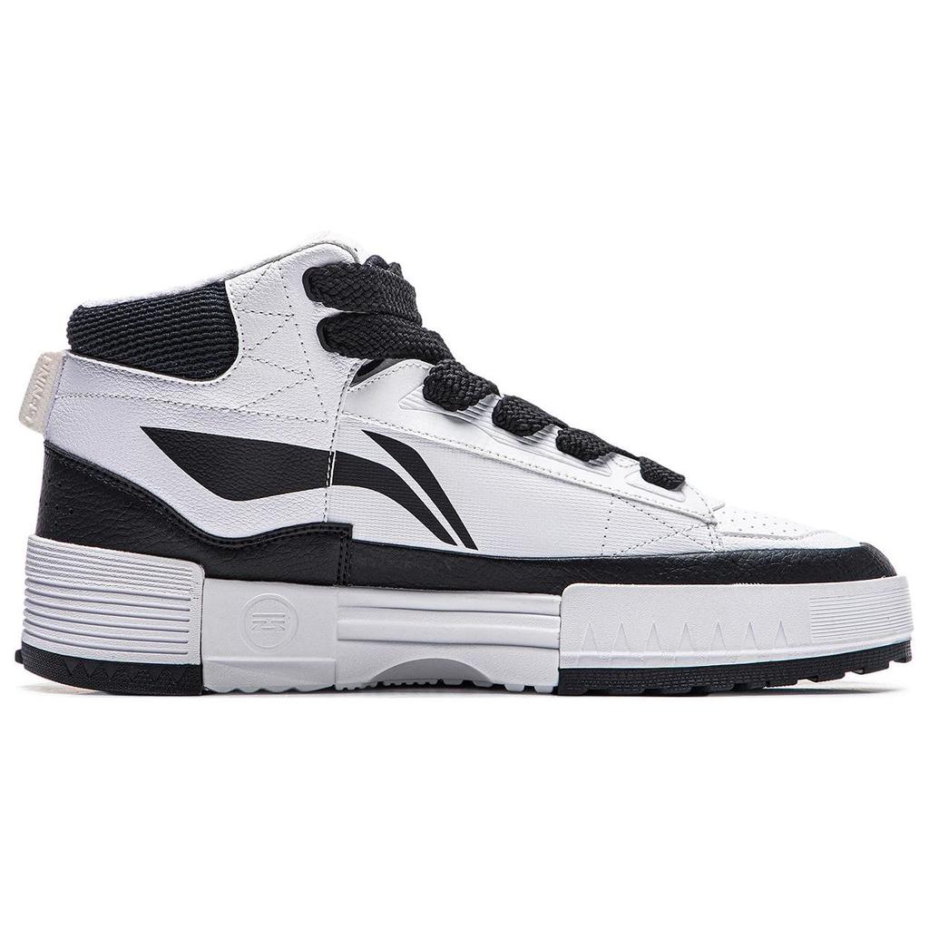 Li Ning Пробег Повседневные Универсальные Удобные Нескользящие Износостойкие Кроссовки Среднего Верха Мужские Кроссовки Для Скейтбординга Белые Черные AGCT283-4