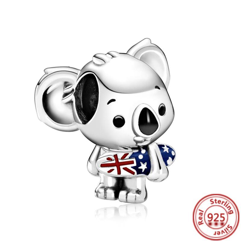 925 медь Милая серия животных Кошка Собака Слон Единорог Птица Подвеска Бусины удачи Подходят для оригинального браслета с шармами Pantaro DIY Циркон