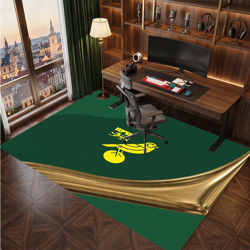 Norwich City Football Print Crystal Velvet Rug, Comfortable Water Absorbent Non Slip Indoor Floor Carpet