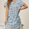 Весна Лето Горячая Домашняя Ночная Рубашка Круглый Вырез Платье Повседневная Печатная Женская Одежда