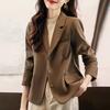 Coffee Small Suit Jacket for Women In Winter New Style Small Slim Professional Commuter Suit Top