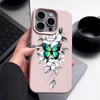 Чехол из ТПУ с рисунком бабочки и текстурой из кожи для iPhone 16 Pro Max 15 Pro 14 13 12 11, мягкий матовый противоударный, защита линз, тонкий чехол для телефона