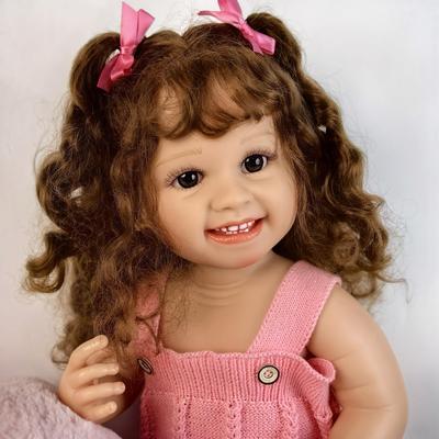 Уникальная реалистичная кукла Reborn Baby 55 см, полностью силиконовая, виниловая, с улыбкой, для младенцев, модель Reborn, для детей, для раннего развития, игрушка, подарок на день рождения, Рождество