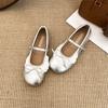 2025 весна новые серебряные туфли Мэри Джейн с бантом женские туфли балетки повседневные балетки
