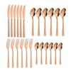 Mirror Finish Rose Gold Plated Stainless Steel Flatware Set - Copper Silverware Cutlery